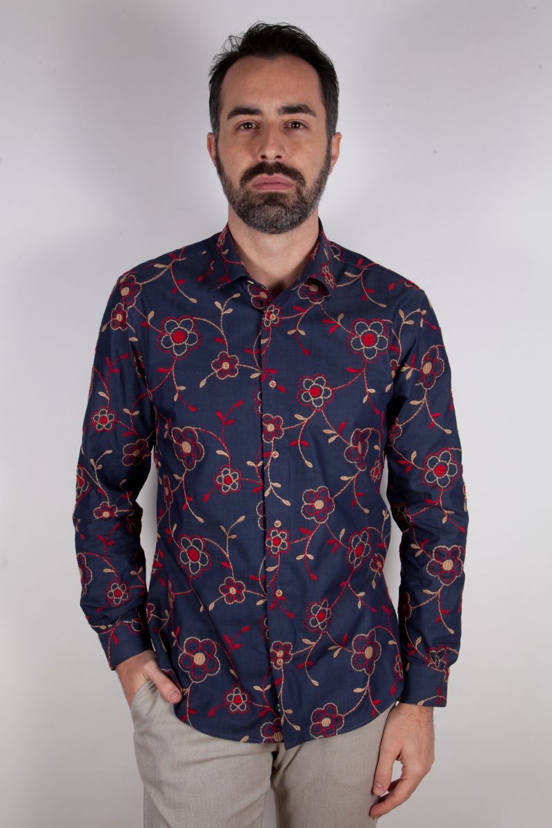 Shirt in Denim with big embroidery FIRENZE-UBBF-605