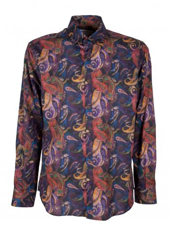 Stretch man shirt with Paisley print PISA-73-163-01