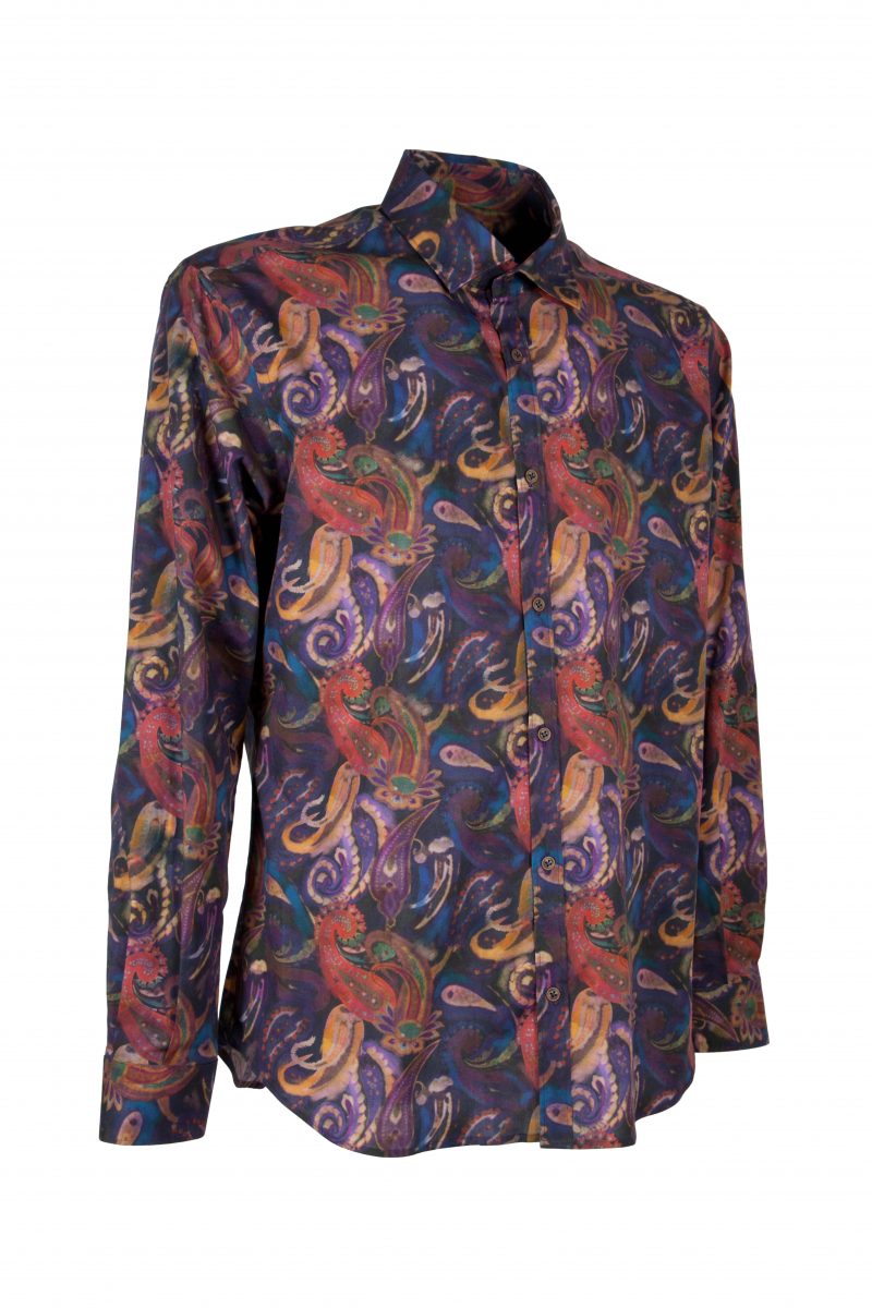 Stretch man shirt with Paisley print PISA-73-163-01