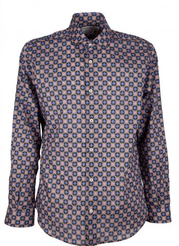 Man shirt in cotton with small print FIRENZE-62M-138-02