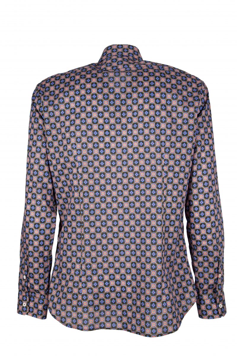 Man shirt in cotton with small print FIRENZE-62M-138-02