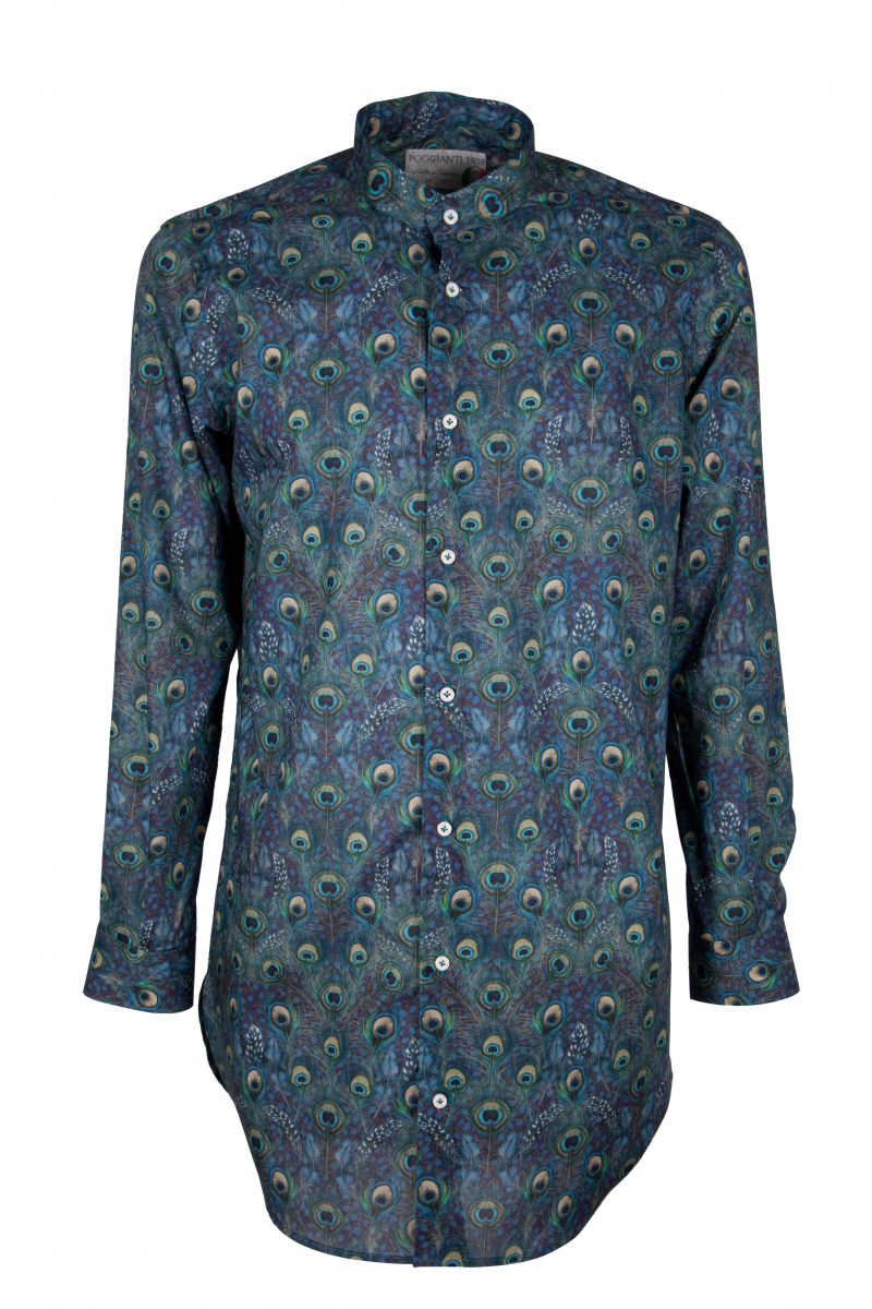 Man shirt in cotton with Peacock print ARBIA-33-154-02