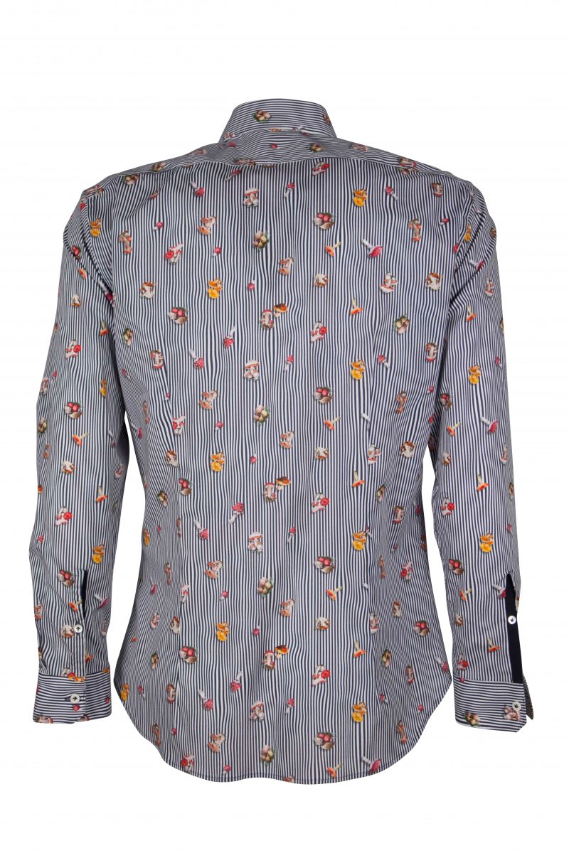 Stretch man shirt with mushroom print on line CALCI-73-136-01