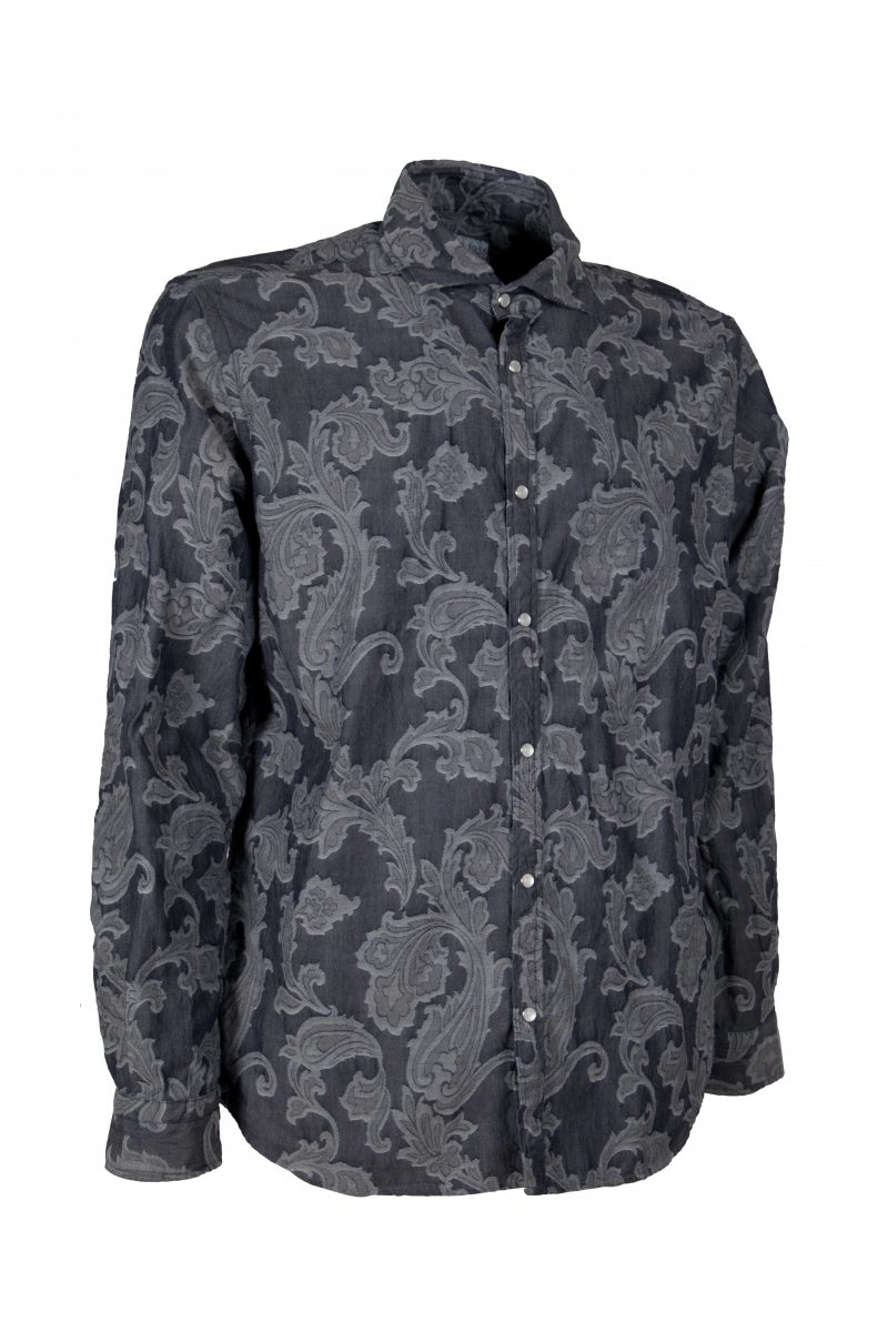 Man shirt in Denim Jacquard PISA-60W-236-01