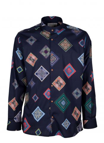 Camicia uomo stretch con stampa geometrica SCARLINO-33-165-01