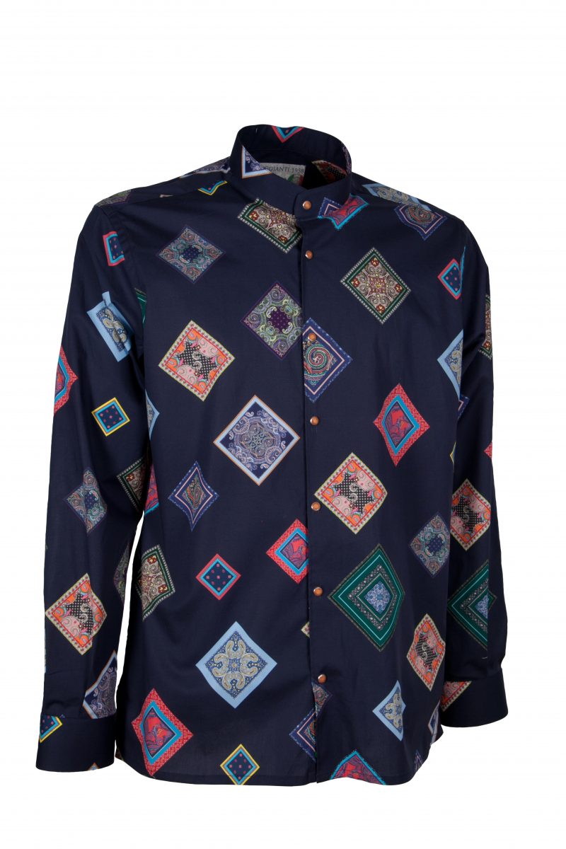 Stretch man shirt with geometric print SCARLINO-33-165-01