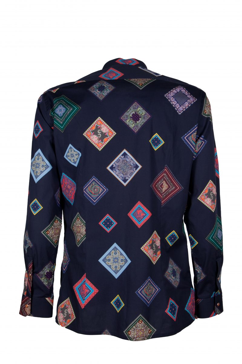 Camicia uomo stretch con stampa geometrica SCARLINO-33-165-01