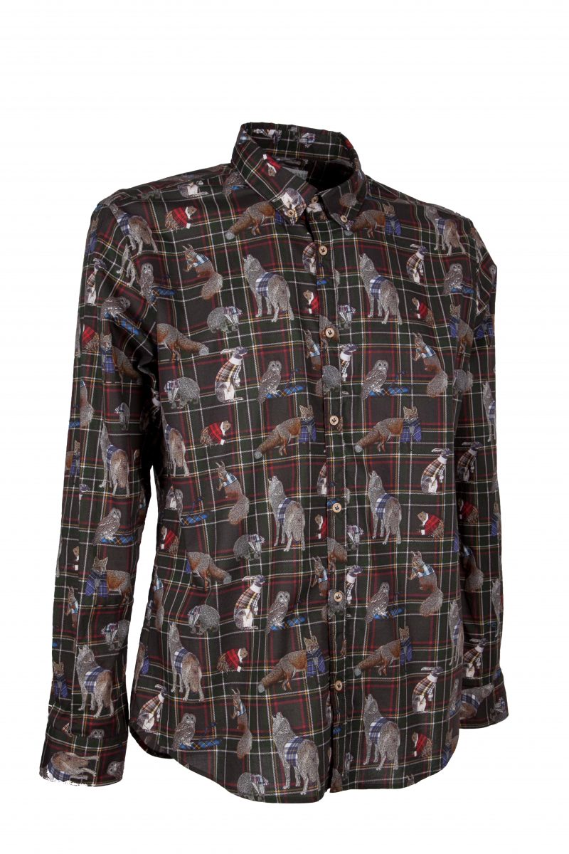 Men's stretch shirt with animal print PISA-64-175-03