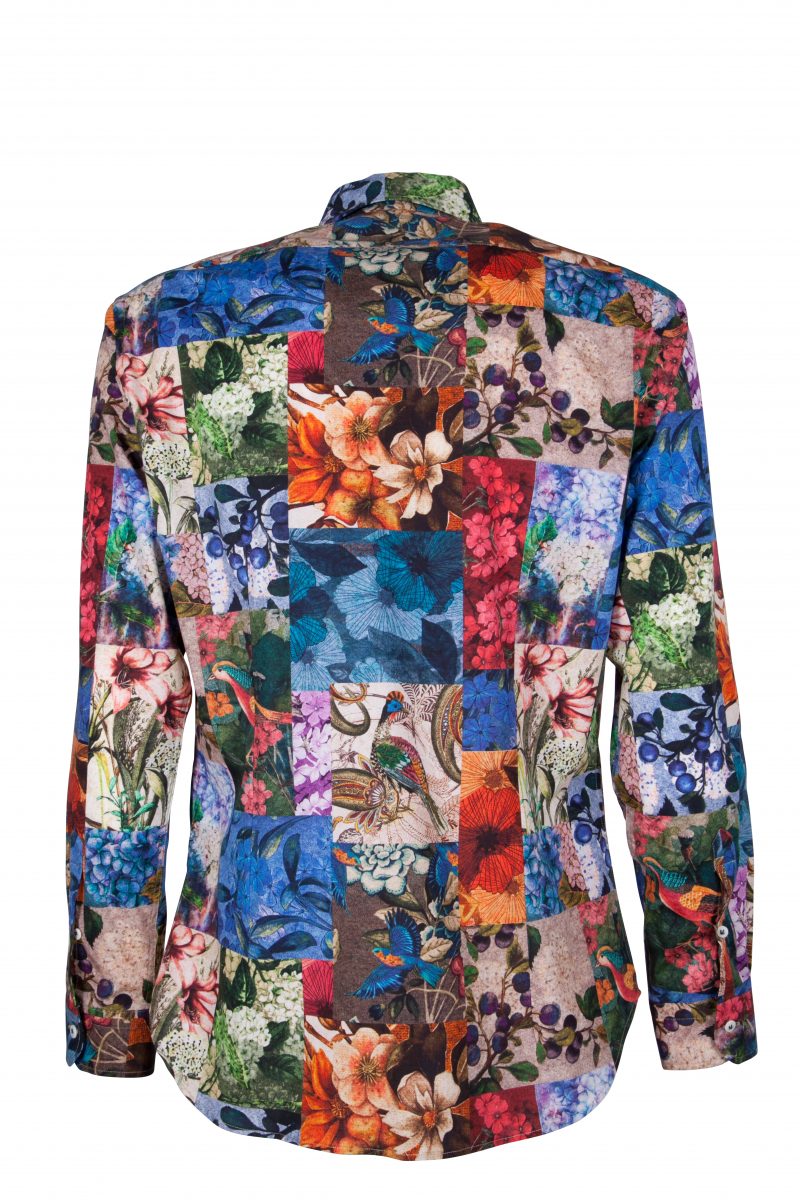 Stretch man shirt with Floral print PISA-31F-167-01