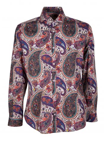 Men's stretch shirt with Paisley print PISA-31F-161-01