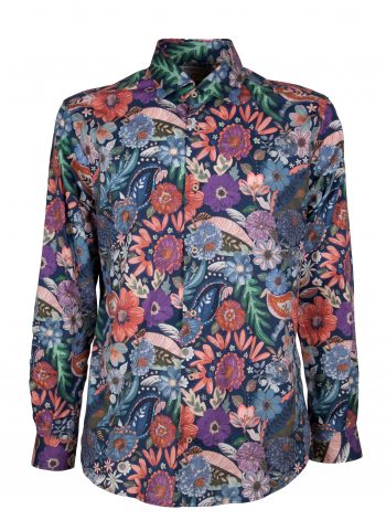 Stretch man shirt with Floral print FIRENZE-61F-162-01