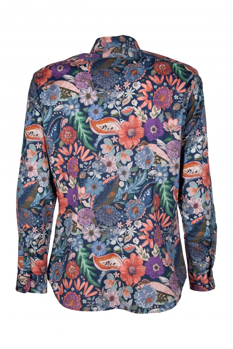 Stretch man shirt with Floral print FIRENZE-61F-162-01