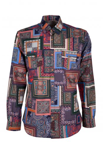 Stretch man shirt with geometric print EMPOLI-UBBF-166-01