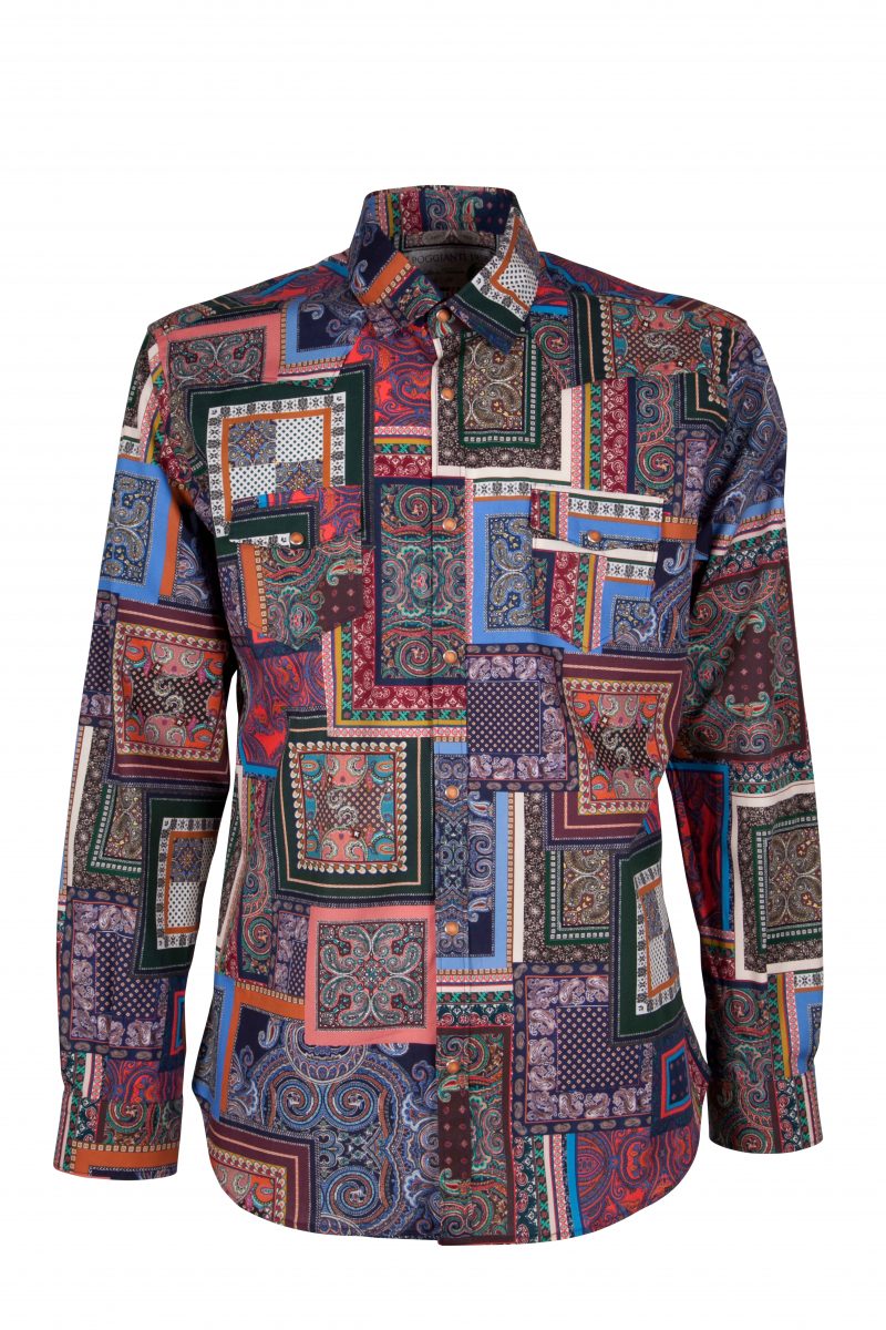 Stretch man shirt with geometric print EMPOLI-UBBF-166-01