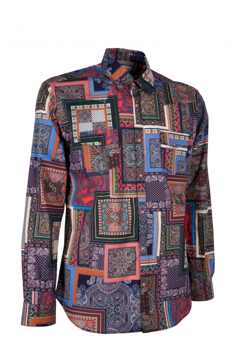 Stretch man shirt with geometric print EMPOLI-UBBF-166-01