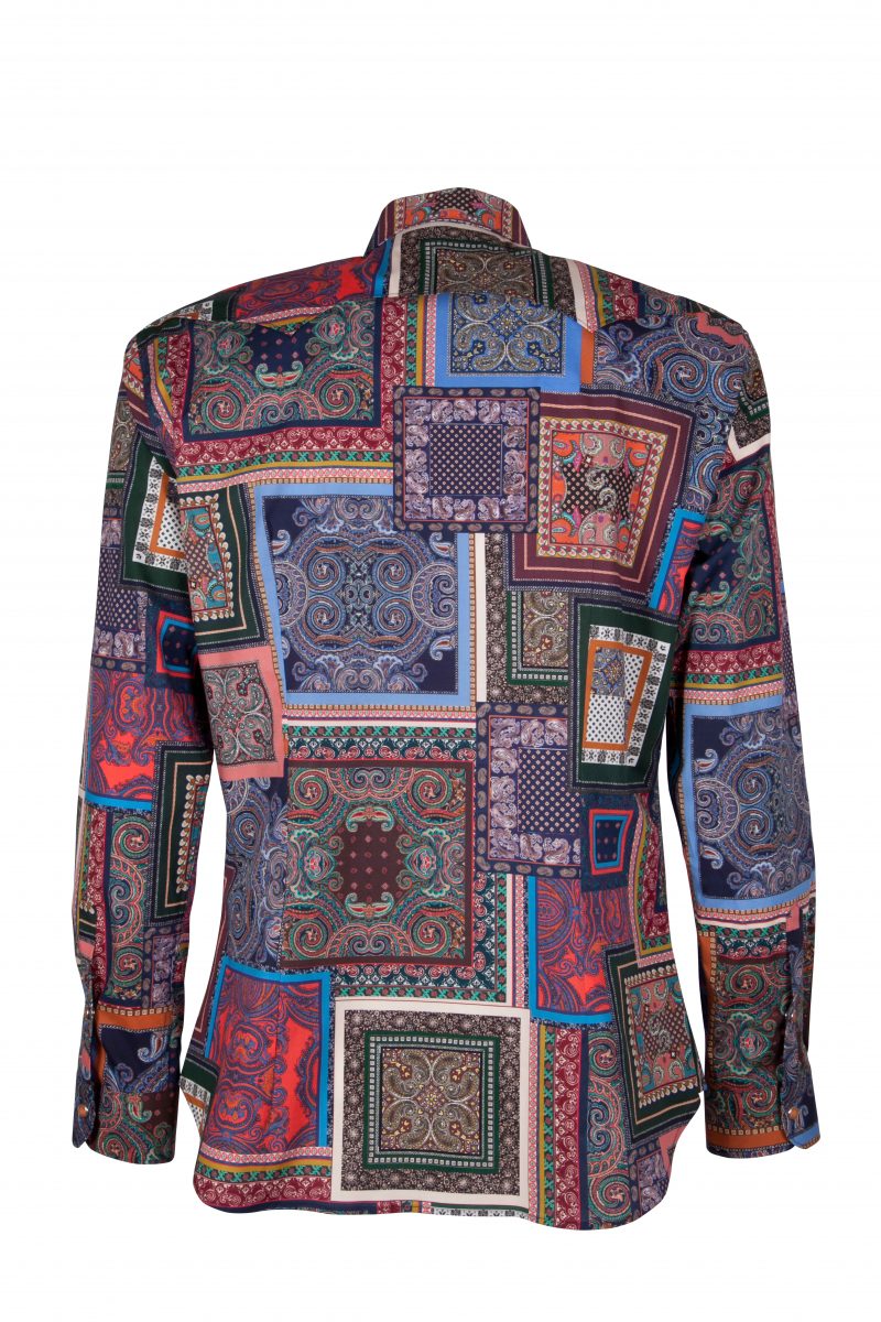 Camicia uomo stretch con stampa geometrica EMPOLI-UBBF-166-01