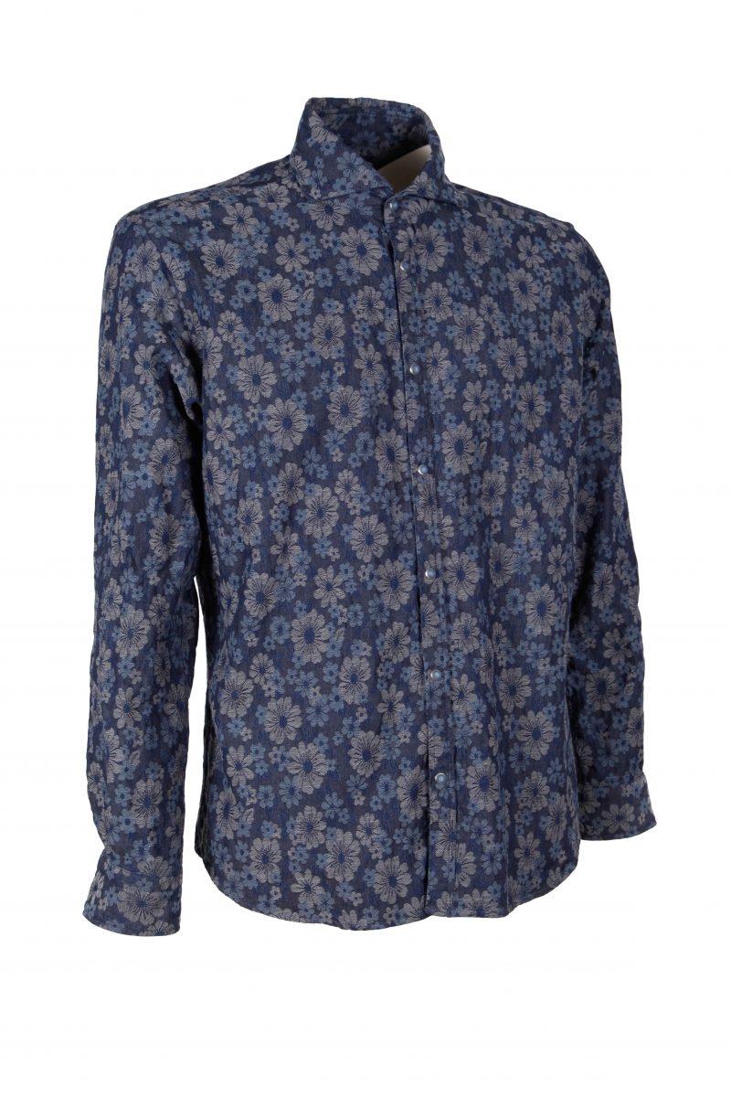 Man shirt in Denim Jacquard PISA-31W-237-01