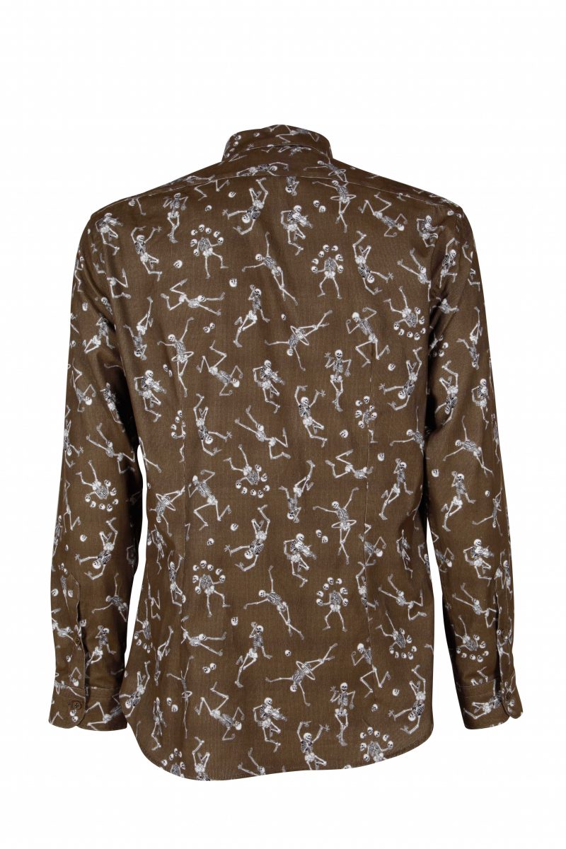 Men's velvet shirt with skull print PISA-62F-230-01