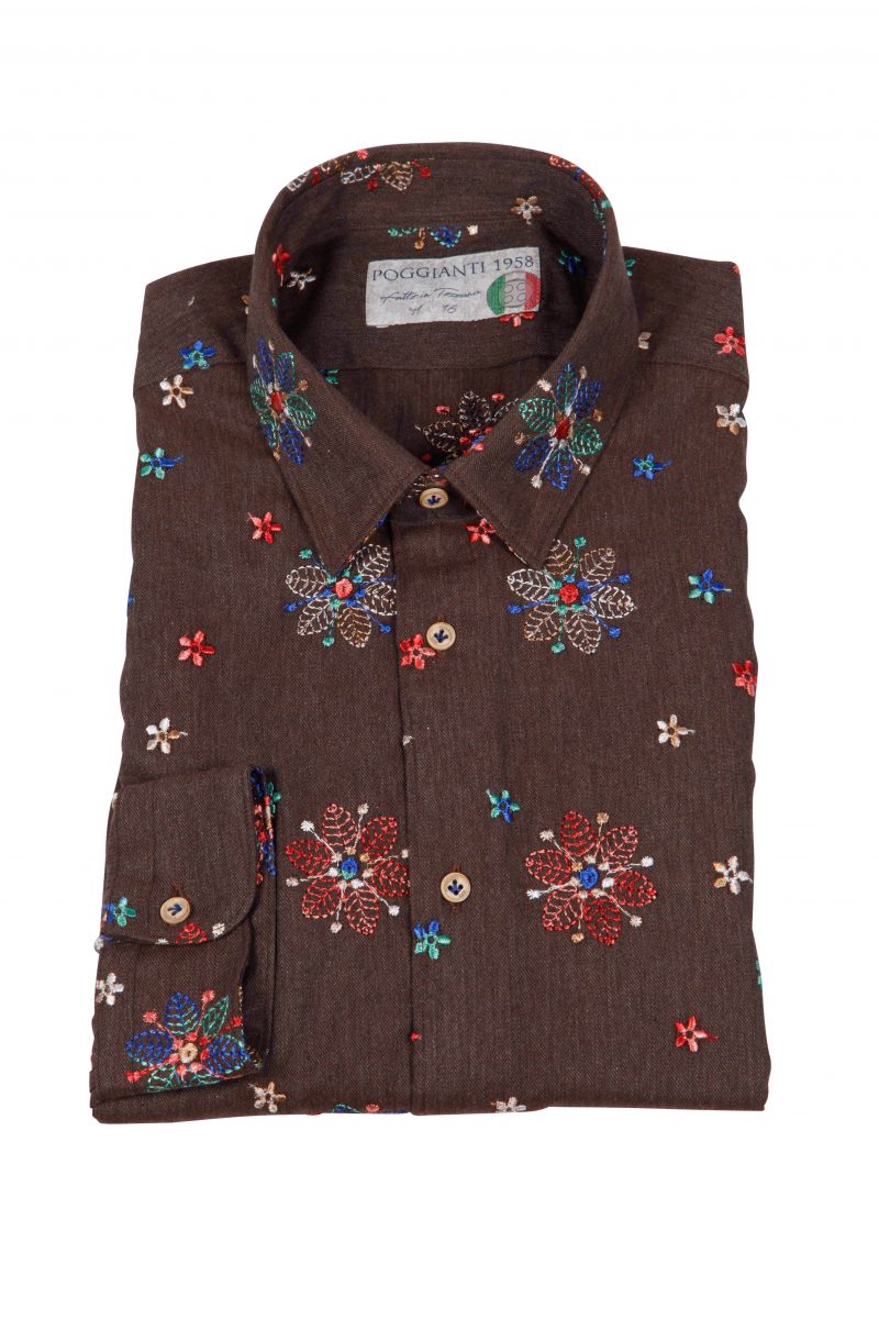 Men's flannel shirt with embroidery FIRENZE-66F-243