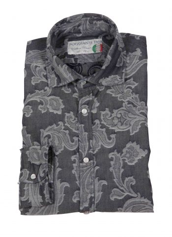 Man shirt in Denim Jacquard PISA-60W-236-01