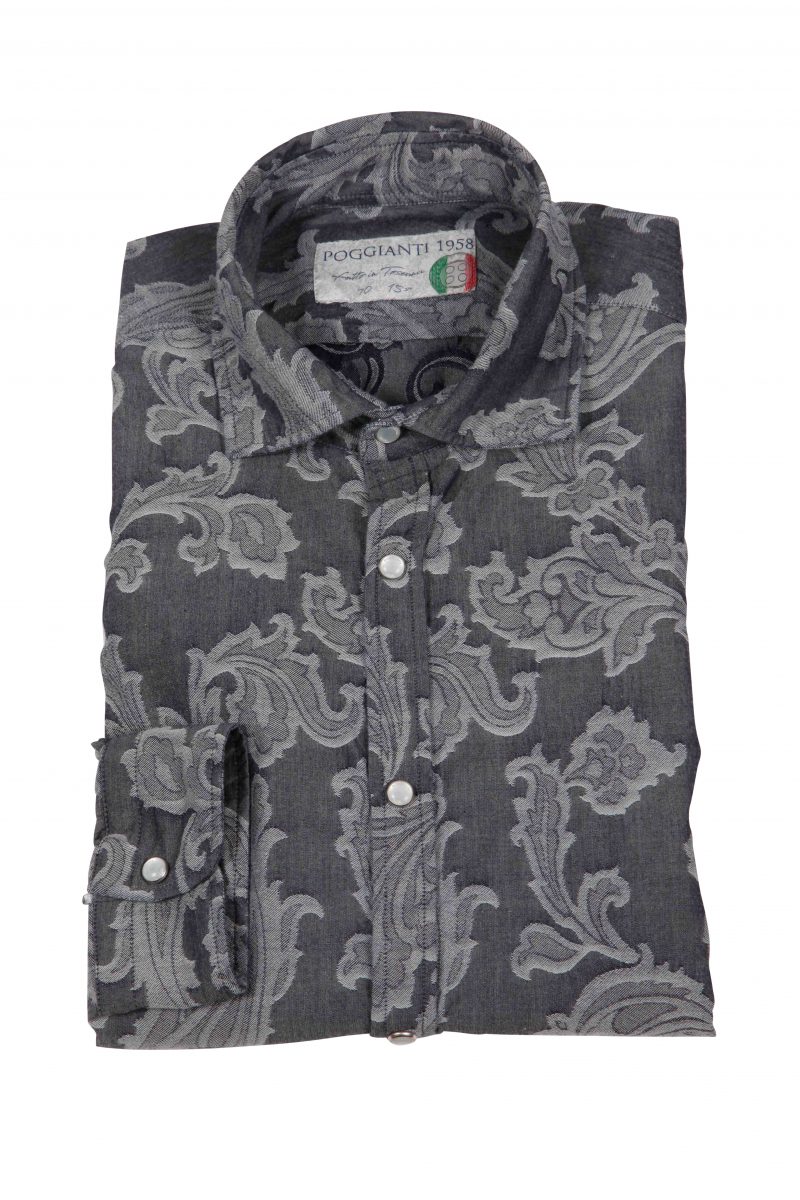 Man shirt in Denim Jacquard PISA-60W-236-01