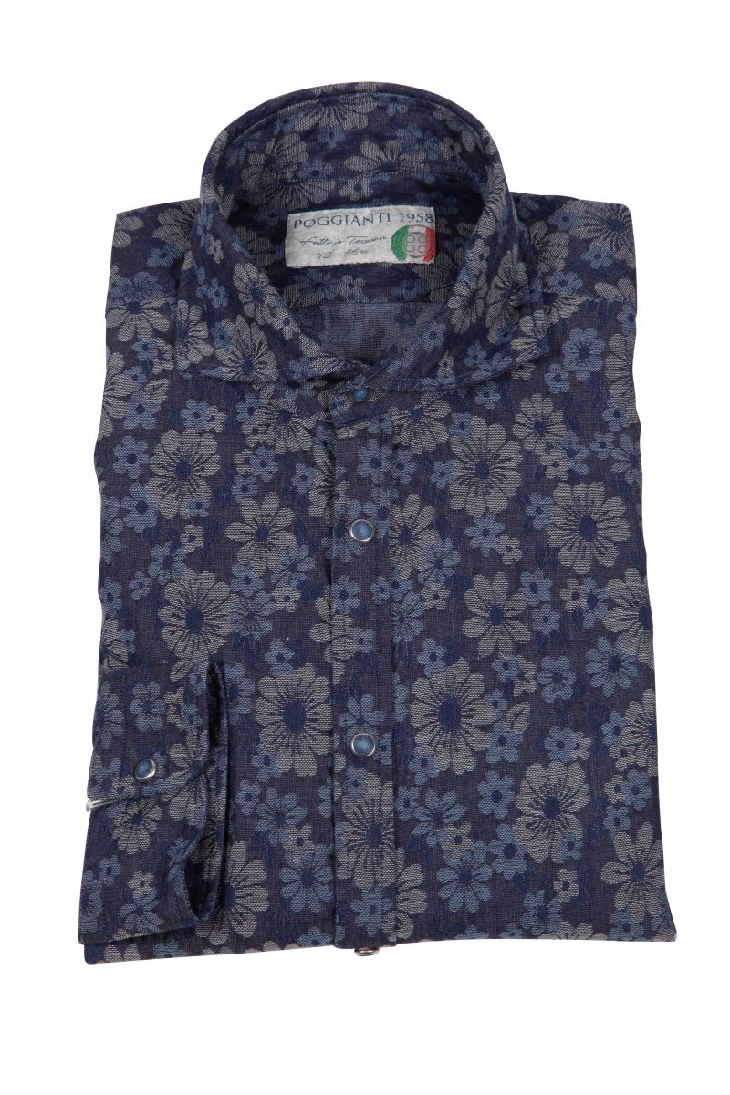 Man shirt in Denim Jacquard PISA-31W-237-01