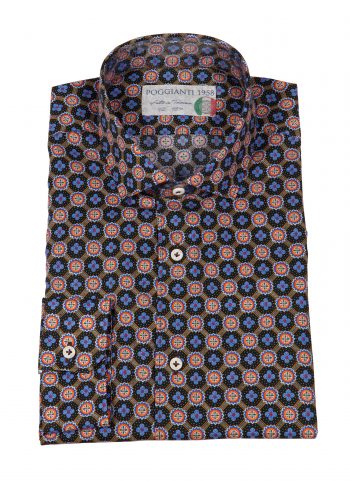 Man shirt in cotton with small print FIRENZE-62M-138-02