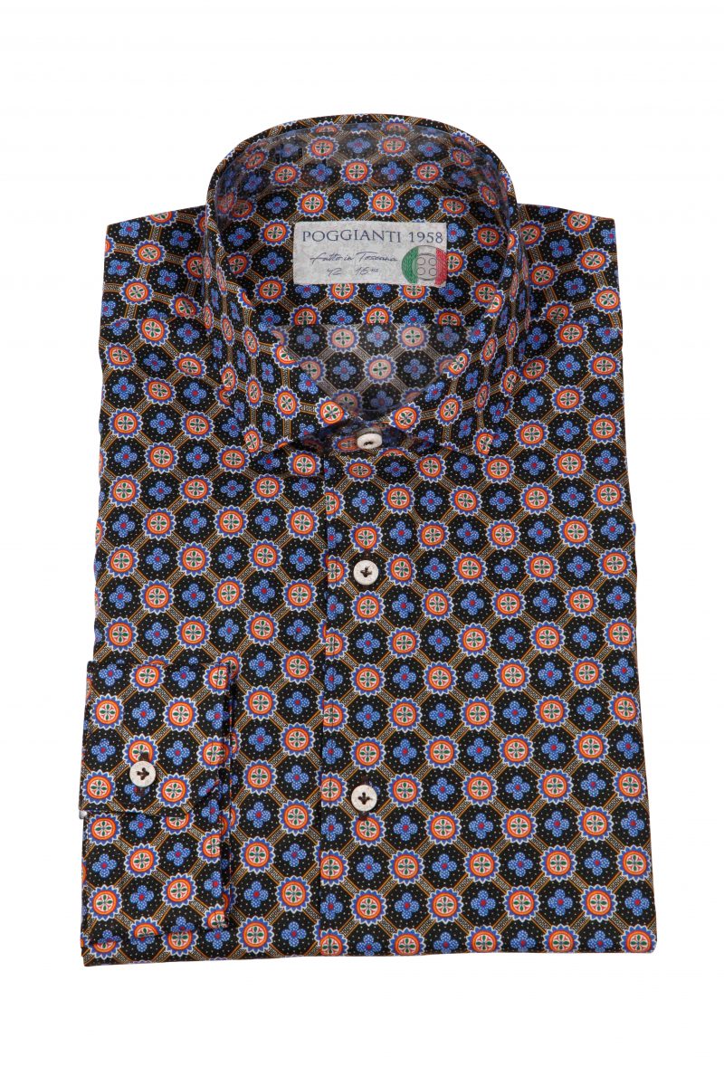 Camicia uomo in cotone con stampa piccola FIRENZE-62M-138-02