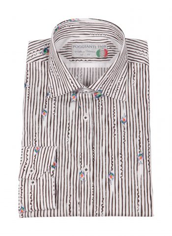 Camicia uomo stretch con stampa righe e animali GIOVI-61-134-02