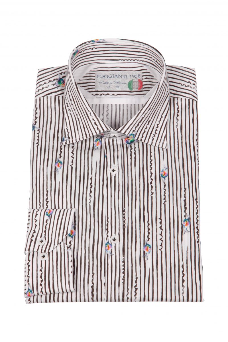 Camicia uomo stretch con stampa righe e animali GIOVI-61-134-02