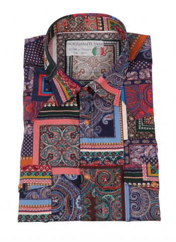 Stretch man shirt with geometric print EMPOLI-UBBF-166-01