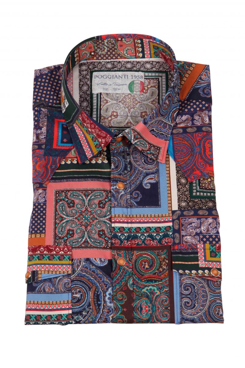 Stretch man shirt with geometric print EMPOLI-UBBF-166-01