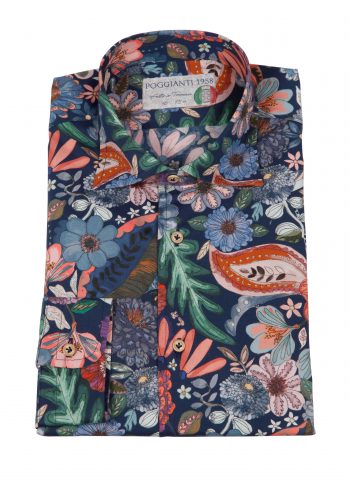 Stretch man shirt with Floral print FIRENZE-61F-162-01