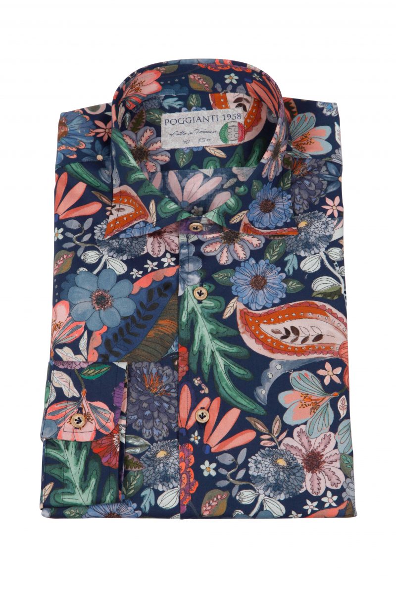 Stretch man shirt with Floral print FIRENZE-61F-162-01