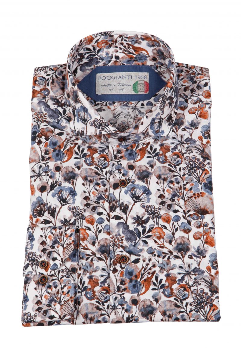 Cotton man shirt with floral print SIGNA-65-146-01