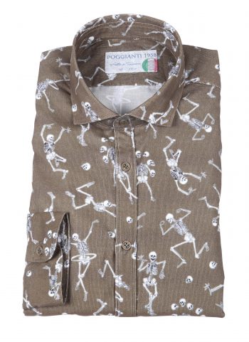 Camicia uomo in velluto con stampa teschi PISA-62F-230-01