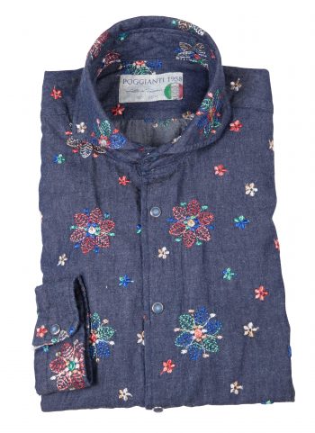 Men's Denim Shirt with Embroidery FIRENZE-31W-249-01