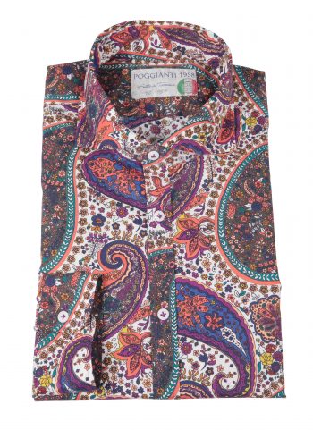 Men's stretch shirt with Paisley print PISA-31F-161-01