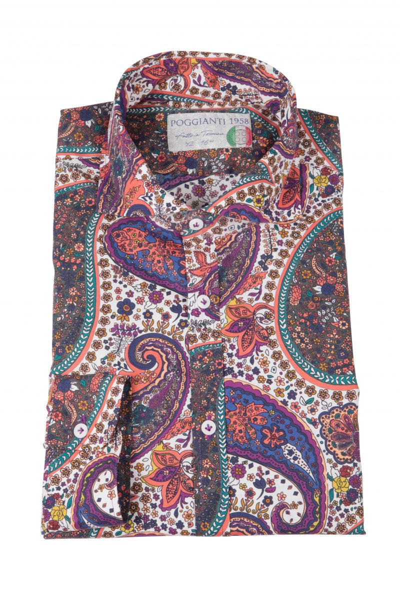 Men's stretch shirt with Paisley print PISA-31F-161-01