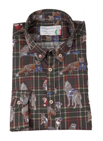 Camicia uomo stretch con stampa animali PISA-64-175-03