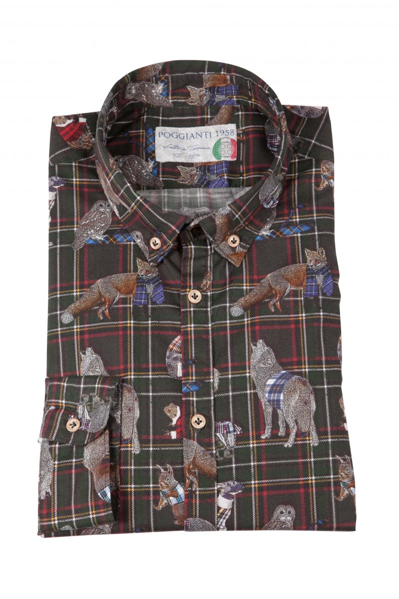 Camicia uomo stretch con stampa animali PISA-64-175-03