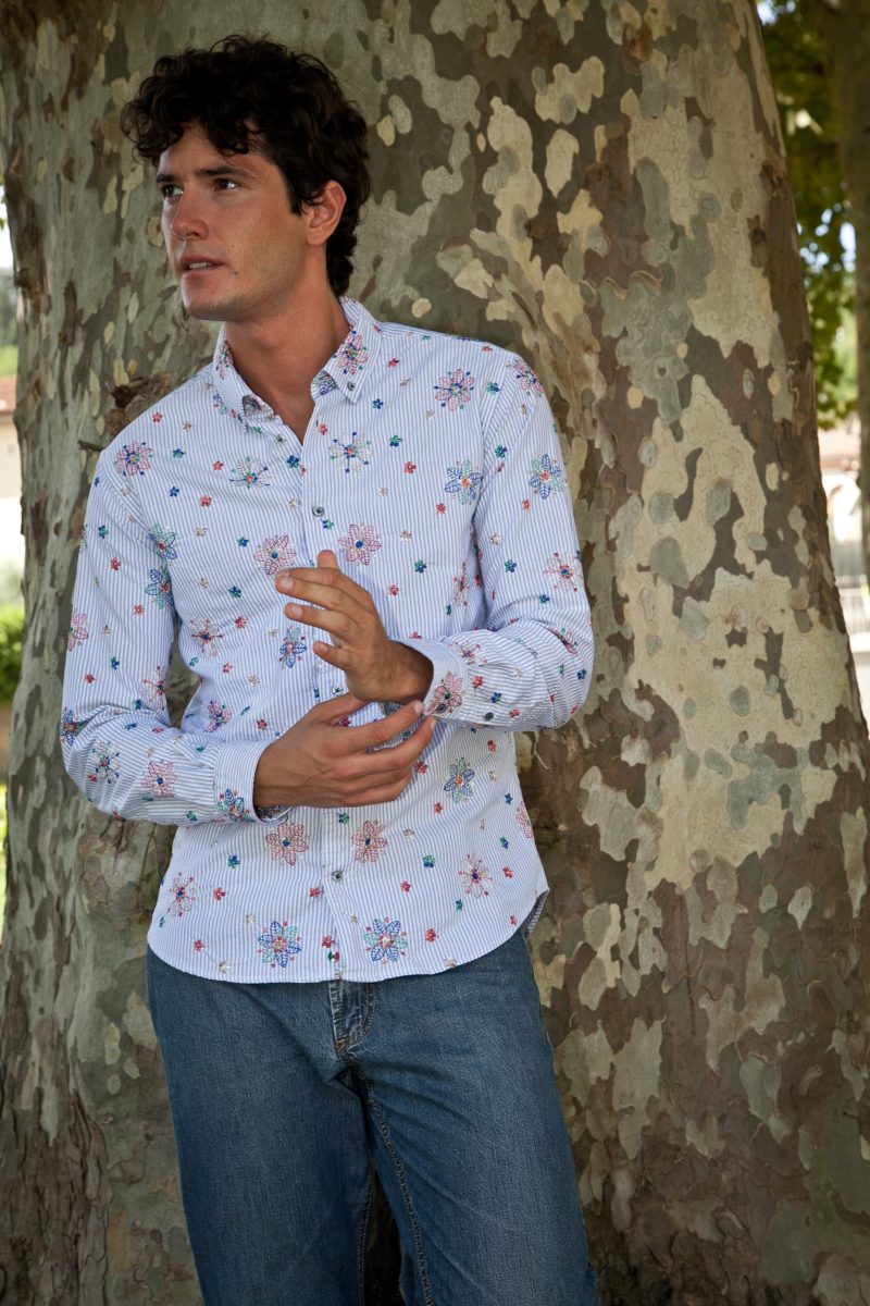 Camicia uomo in oxford con Ricami FIRENZE-64-241
