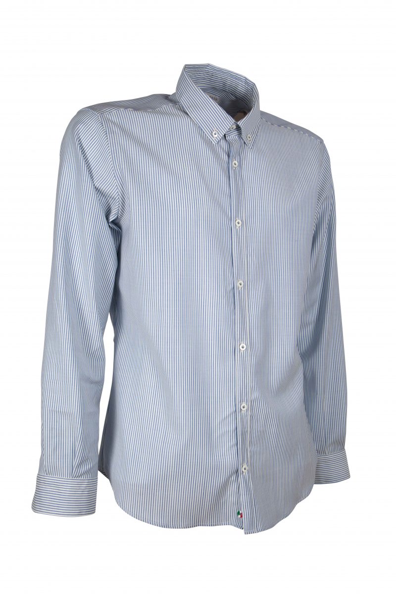 Camicia in lana merinos REDA a righe PISA-64-117-01