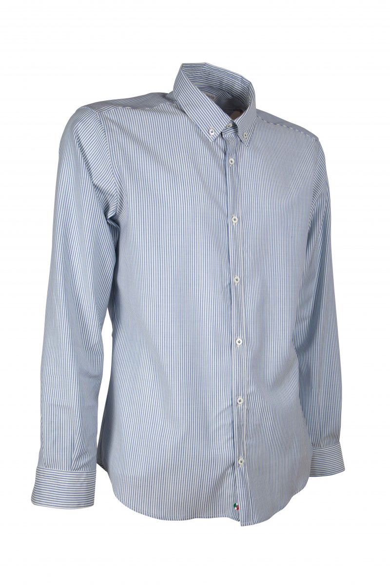 Camicia in lana merinos REDA a righe PISA-64-117-01