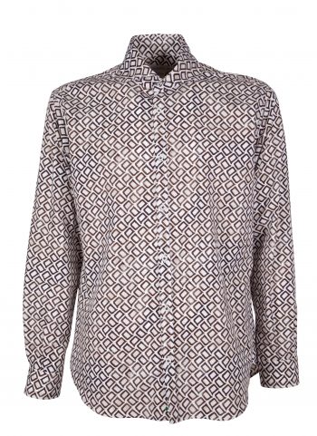 Men's shirt with geometric print on poplin  PISA-31F-140-01