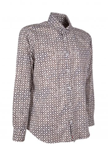 Men's shirt with geometric print on poplin  PISA-31F-140-01