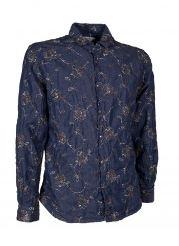 Men's Denim Shirt with Embroidery FIRENZE-31W-249-01