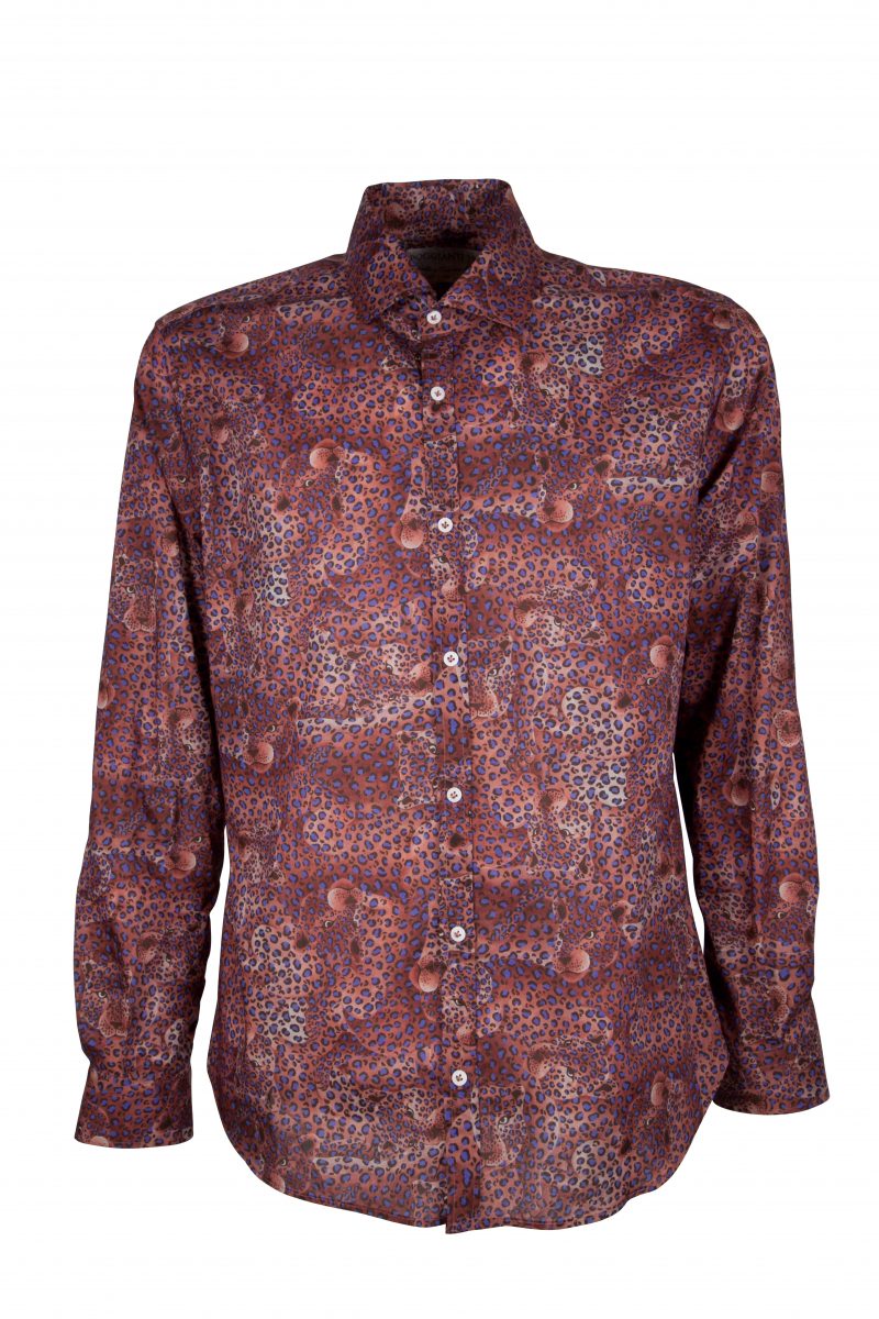 Camicia uomo in cotone Liberty con stampa animali  PISA-60F-155-01