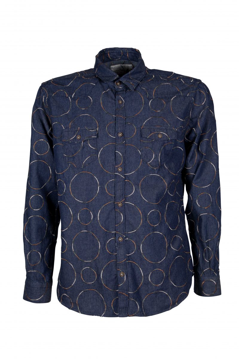 Men's Denim Shirt with Embroidery EMPOLI-66-248