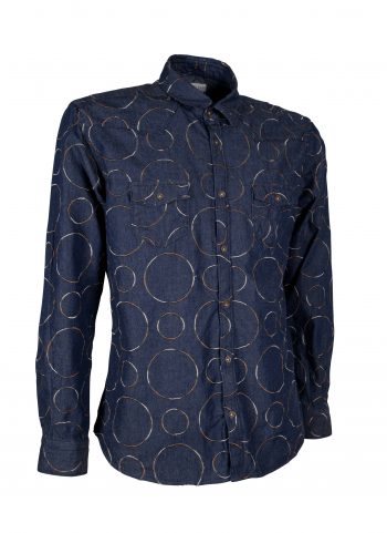 Men's Denim Shirt with Embroidery EMPOLI-66-248